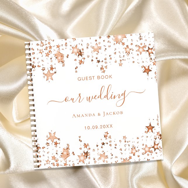 Boda de libros de invitados estrellas de oro rosa  (Subido por el creador)