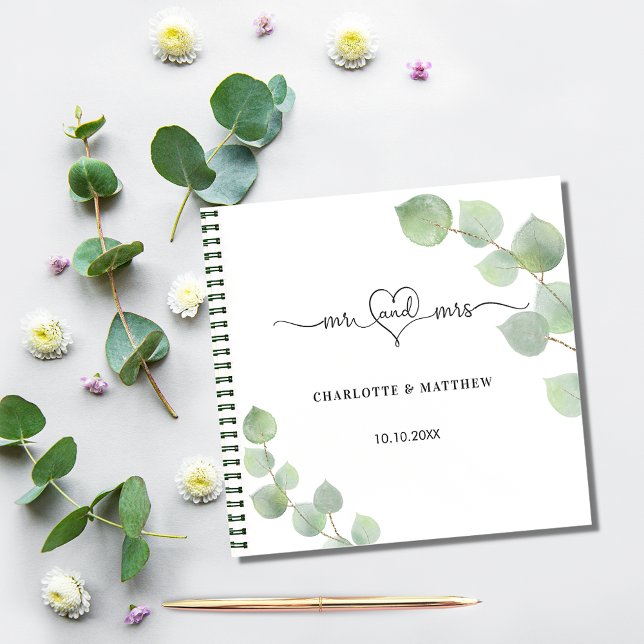 Boda de libros de invitados eucalipto verde elegan (Subido por el creador)