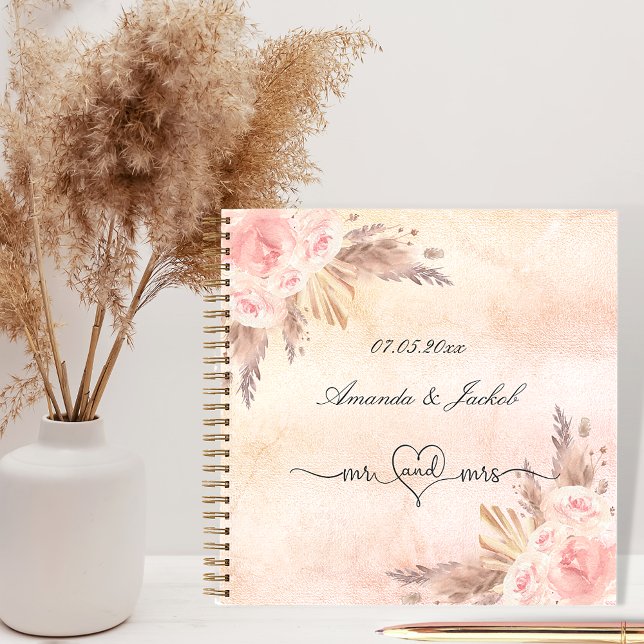 Boda de libros de invitados flores rubias pampas c (Subido por el creador)