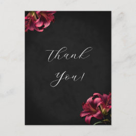 Boda De Lily Floral Gótica Gracias Por Tarjeta