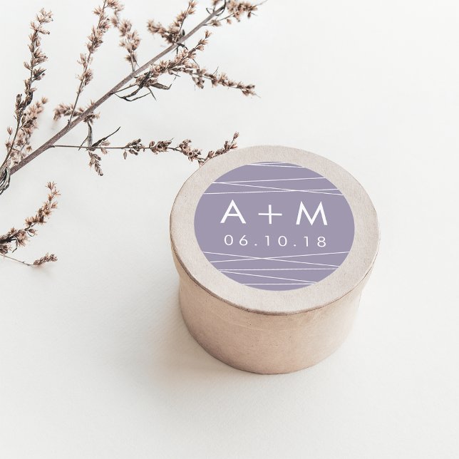 Boda de Linaje Pegatinas Monogramas | Gray Lilac (Subido por el creador)