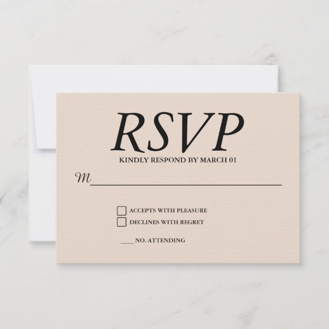 Boda de Lino Respuesta de RSVP Respuesta Moderna (Anverso)