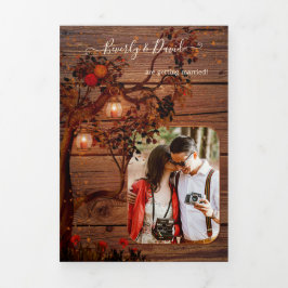 Boda de linternas de árboles otoñales Invitación t