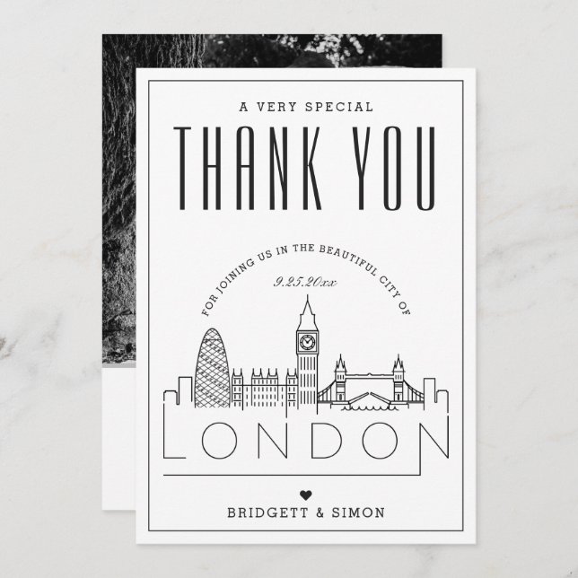 Boda de Londres | Gracias + Tarjeta fotográfica (Anverso / Reverso)