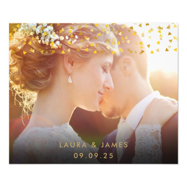 Boda de los corazones dorados de Confetti Foto Kee (Frente)