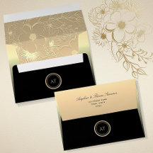 Boda de Lujo Monograma Negro Oro