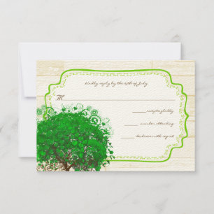 Boda de Madera de Árbol de Hojas de Esmeralda RSVP