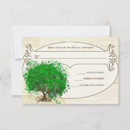 Boda de Madera de Árbol de Hojas de Esmeralda RSVP