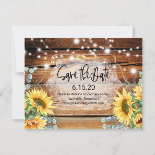 Boda de madera de girasol Guardar la invitación a
