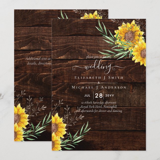 Boda de Madera Rusa de los Sunflowers Garden (Anverso / Reverso)
