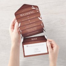 Boda De Madera Rústica Todo En Una Invitación