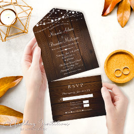 Boda De Madera Rústica Todo En Una Invitación De B