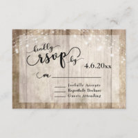 Boda de Madera y Luces Marrones Rústicos RSVP 2