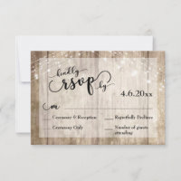 Boda de Madera y Luces Rústicas Marrones RSVP 3