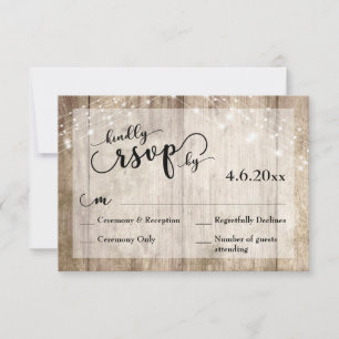 Boda de Madera y Luces Rústicas Marrones RSVP 3