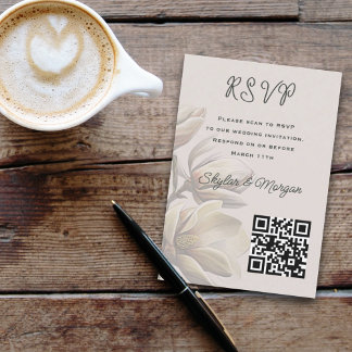 Boda de Magnolia del Sur Código QR Tarjetas RSVP