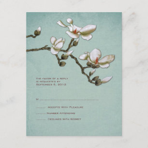 Boda de Magnolia verde azulada y blanca RSVP
