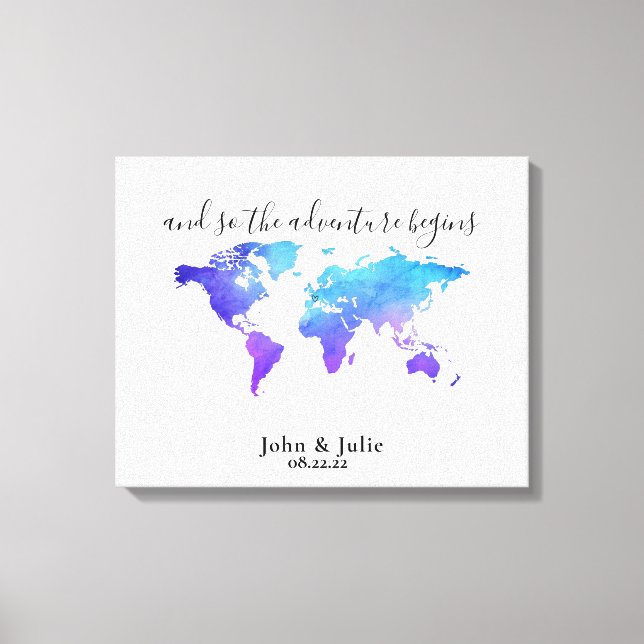 Boda de mapas de viajes mundial Lienzo de libros p (Anverso)