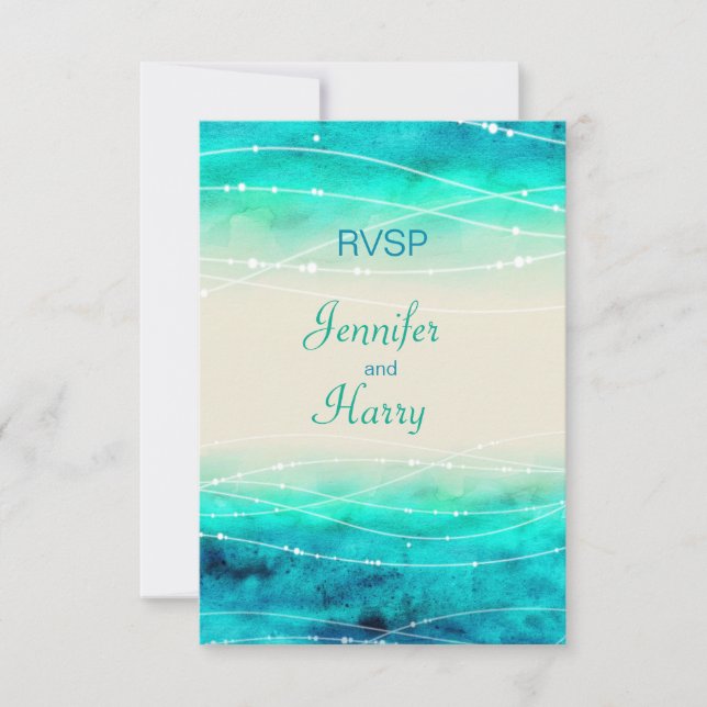 Boda de mar brillante pintada moderna RSVP (Anverso)