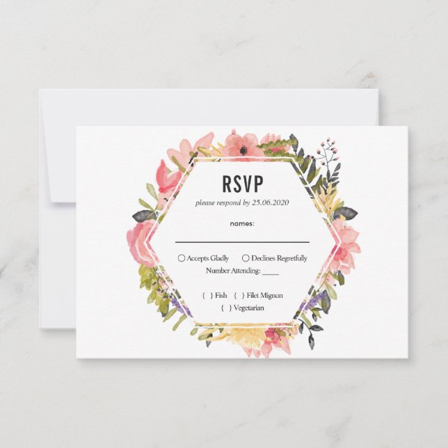 Boda de marco floral RSVP (Anverso)