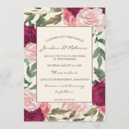 Boda de marfil floral de Borgoña o invitación a la