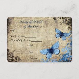 Boda de mariposa azul Vintage RSVP