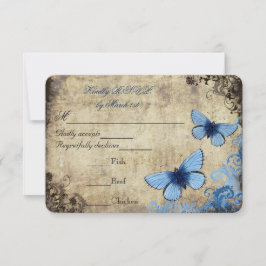 Boda de mariposa azul Vintage RSVP