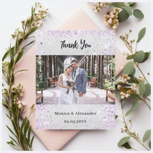 Boda de mariposa de plata foto tarjeta de agradeci