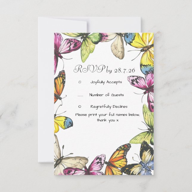 Boda de mariposa de tarjeta de respuesta (Anverso)