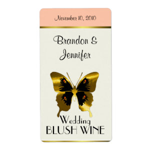 Boda de mariposa dorada Mini etiquetas de vino