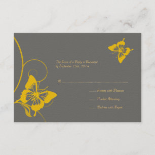 Boda de mariposa gris y amarilla RSVP