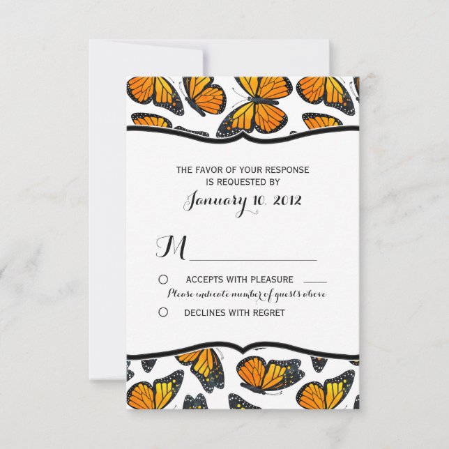 Boda de mariposa monarca RSVP (Anverso)