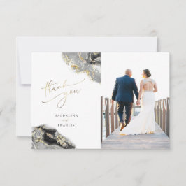 boda de mármol de oro negro tarjeta de agradecimie