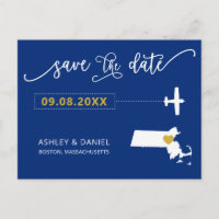 Boda de Massachusetts Salven la postal del mapa de