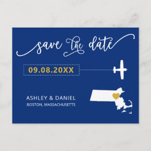 Boda de Massachusetts Salven la postal del mapa de