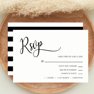 Boda de menú RSVP en blanco y negro