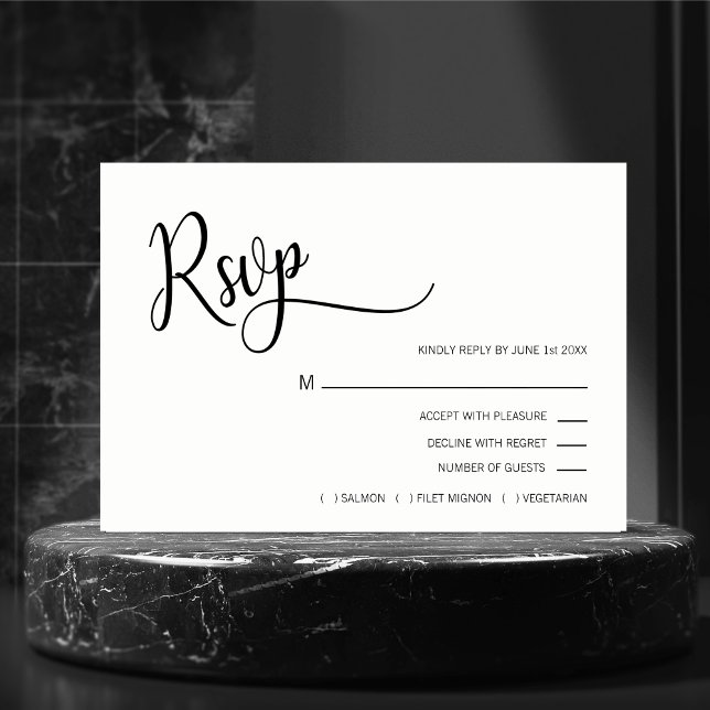 Boda de menú RSVP en blanco y negro (Subido por el creador)