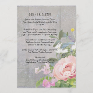Boda De Menú Rústico Elegante Floral Peonies Rosa
