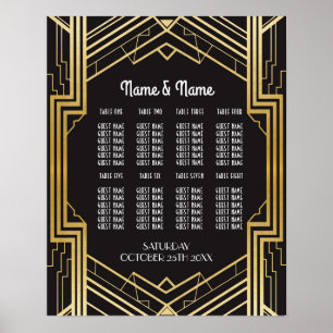 Boda de mesa Gatsby Art Deco Asientos Posters de l