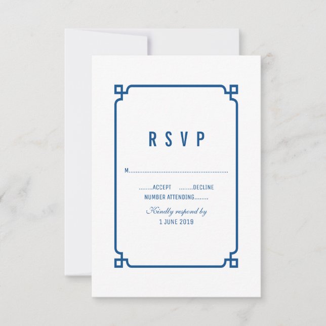 Boda de Moda de Deco Azul Lapis RSVP (Anverso)