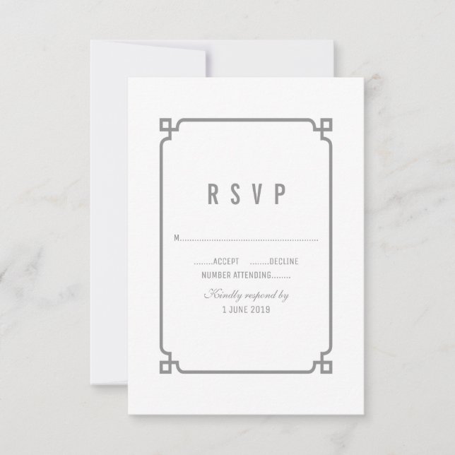 Boda de Moda de deco gris RSVP (Anverso)