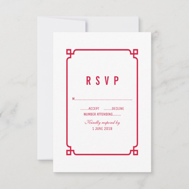 Boda de Moda de Deco Rojo RSVP (Anverso)