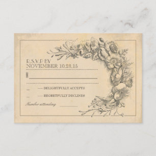 Boda de moda de época RSVP con flores