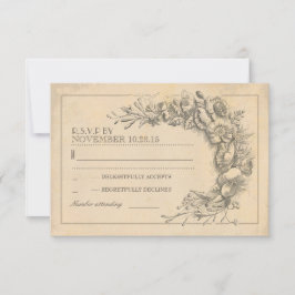 Boda de moda de época RSVP con flores