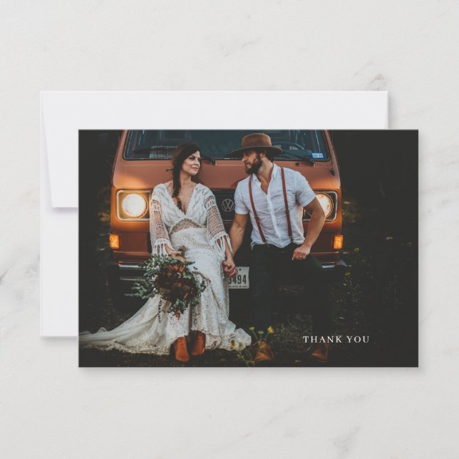 Boda de moda Foto Tarjeta de agradecimiento (Anverso)