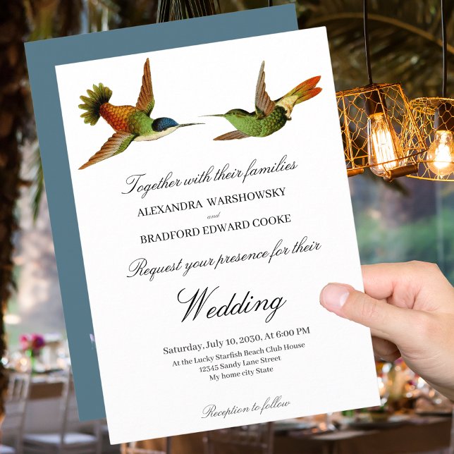 Boda de moda Invitación a la boda de Hummingbird A (Subido por el creador)