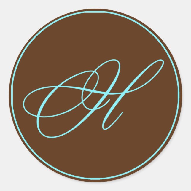 Boda De Monograma Azul Y Chocolate De sello para s (Anverso)