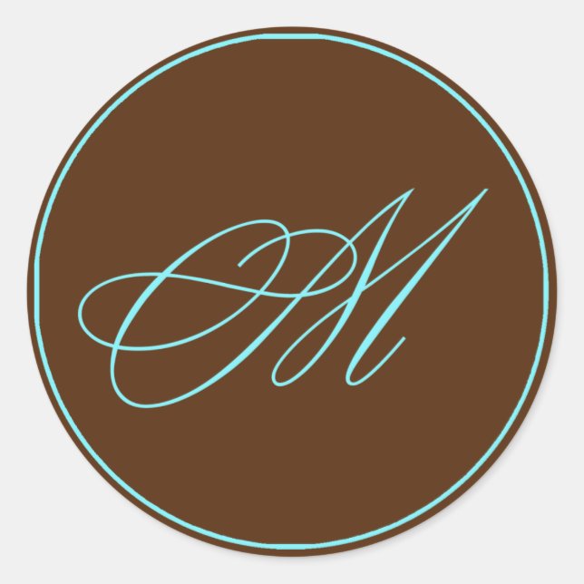 Boda De Monograma Azul Y Chocolate De sello para s (Anverso)