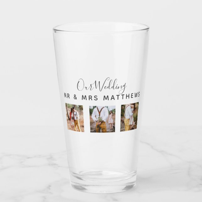 Boda de Monograma de Collage de fotos Rústico NEWL (Anverso)