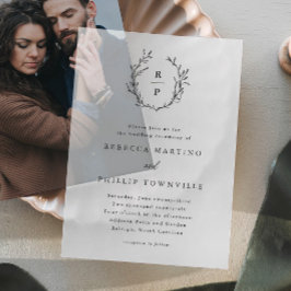 Boda de monograma de Laurel Wreath de mano